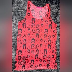 Betsey Johnson Red and Black Graphic Tank Top